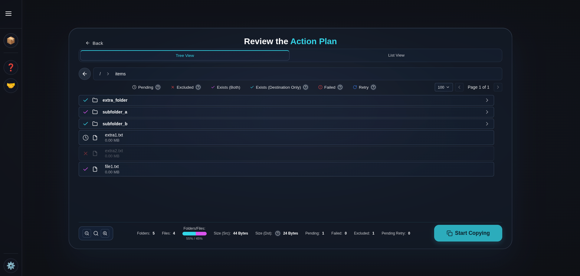 Traversal review tree view